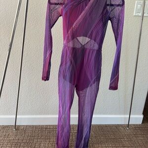 Sheer Purple and Pink Bodysuit